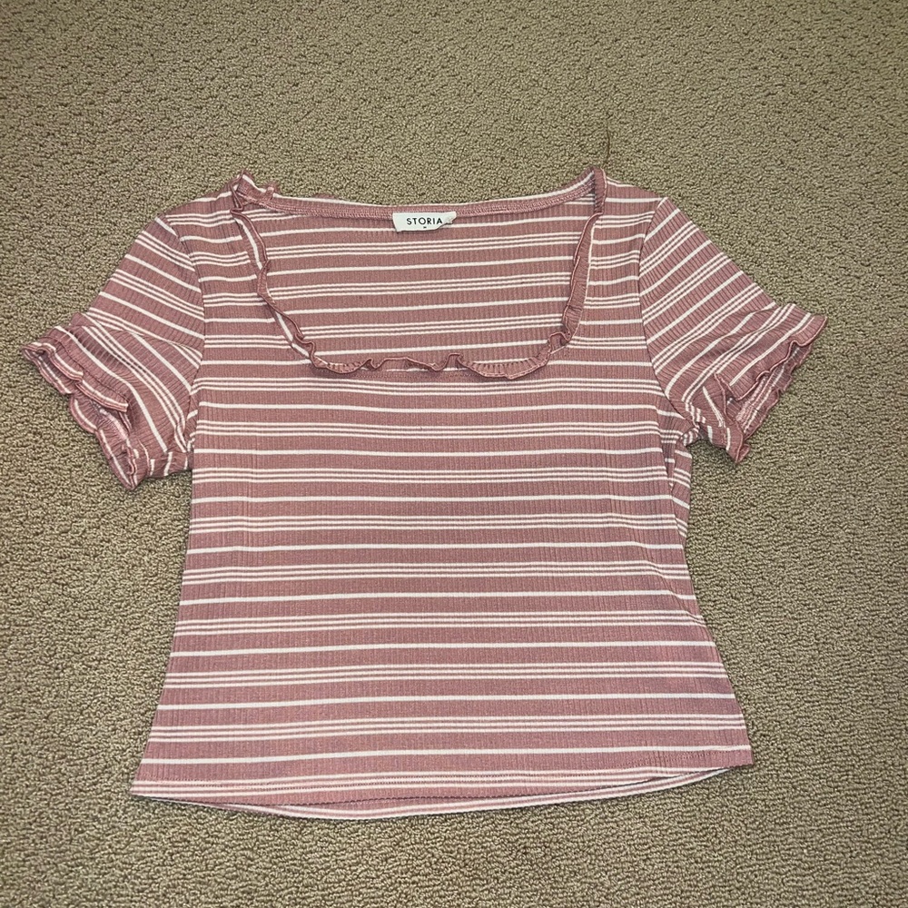 STORIA pink and white stripes top - M